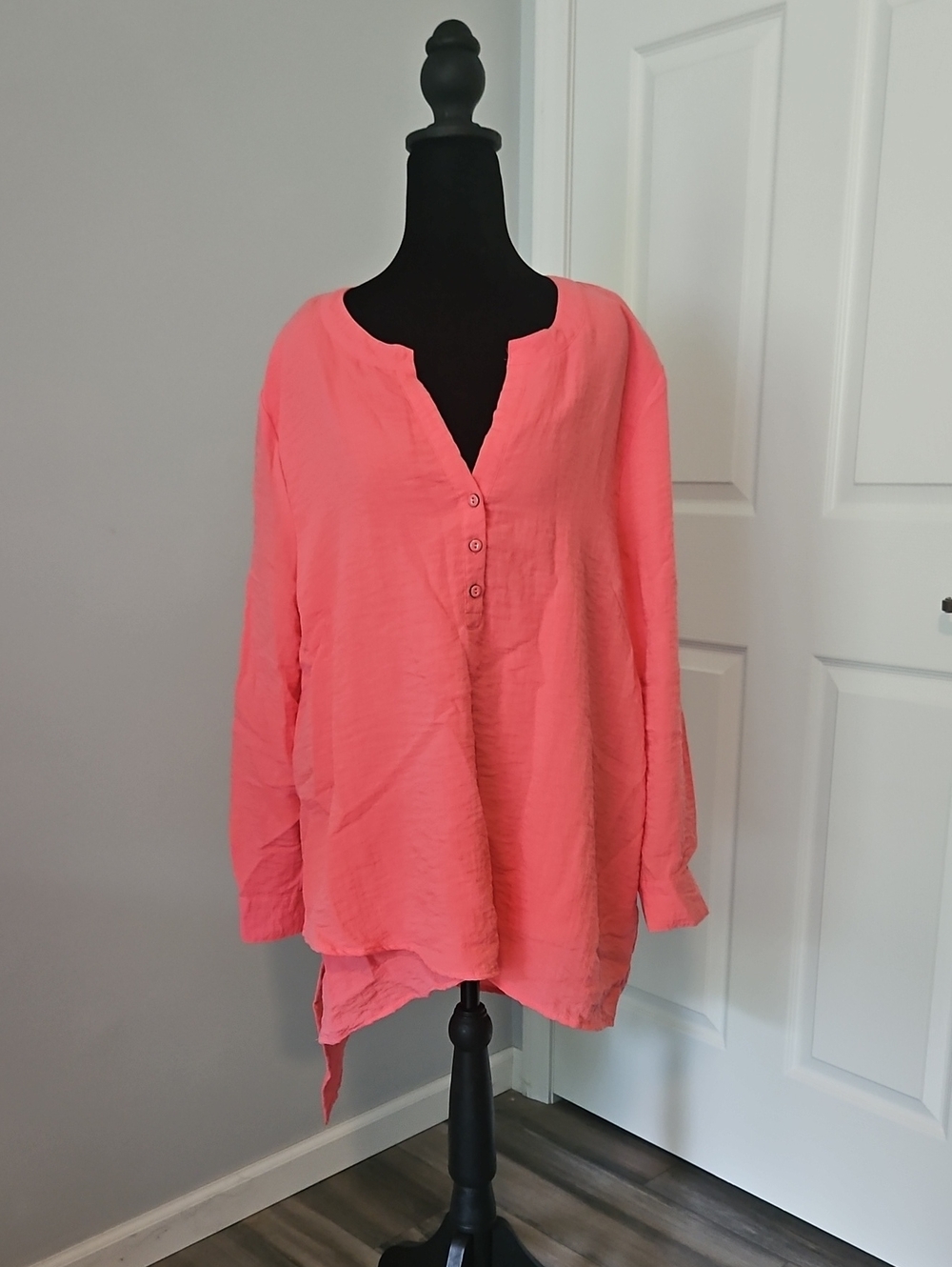 Lulu-B XL Coral Layered Asymmetrical Tunic Blouse Boho Rayon